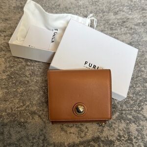 Furla Brown Leather Wallet with Gold Accent